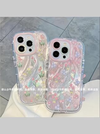 #苹果手机壳 ins风碎花手机壳适用iPhone16,15promax羽纱小米15,14女款华为pura70小众郁金香华为mate70/60保护套#苹果16promax #苹果15promax #小米15 #华为pura70