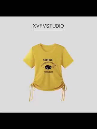 XVRV【夏上新】抽绳款网纱运动短袖健身跳操户外百搭显瘦T恤上衣#爆款热卖中 #谁穿谁好看不分年龄段 #显瘦穿搭时尚女装 #每日分享