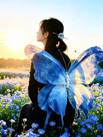 瞧!背这个飞,美得很!#非遗扎染#扎染#扎染蝴蝶#布蝴蝶 #传承非遗