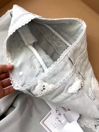 #小熊刺绣阔腿牛仔裤#休闲裤#阔腿牛仔裤#牛仔裤女 #百搭牛仔裤