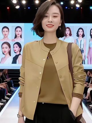 立领皮衣外套女装短款休闲韩版修身显瘦小个子机车春秋新款皮夹克