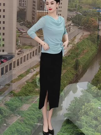 小妈风2025早秋新款时尚显瘦绑带堆堆领设计长袖气质百搭小衫#超级显瘦#上衣穿搭#谁穿谁美#日常搭配
