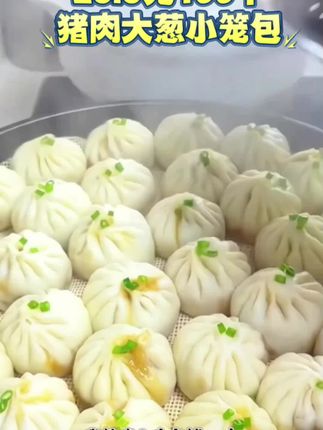 猪肉大葱小笼包,厂家福利活动价26.9元100个,选用新鲜猪肉搭配辛香大葱,鲜香汁水四溢,早中晚餐好吃实惠,趁活动赶紧囤。#抖音热点宝美食 #包子 #小笼包 #美食 #早餐
