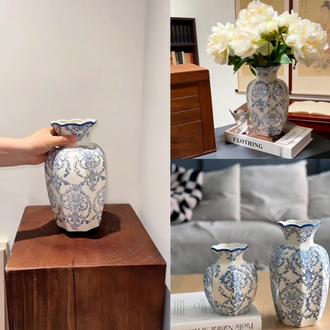 新中式复古青花瓷陶瓷花瓶客餐厅玄关装饰品复古国风芍药插花摆件#新中式#复古青花瓷陶瓷#花瓶#装饰品#插花摆件