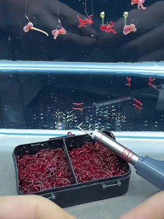 把小鱼钩放好,就可以轻松上饵,蚯蚓红虫上饵器,快速上饵不脏手 #钓鱼 #钓鱼技巧 #钓鱼饵料 #渔具