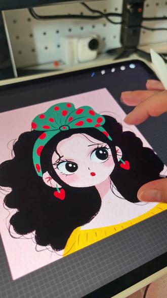 小头像超级解压,快来一起给自己画个卡通头像吧#手绘 #头像 #procreate绘画 #可爱女孩#插画