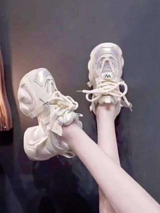 网红亮片休闲老爹鞋女2025春夏新款透气小个子厚底增高运动鞋#谁穿谁好看系列 #显高显瘦显腿长 #百搭洋气上档次