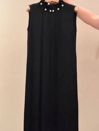 EP雅莹女装 垂感缎面三醋酸连衣裙 拼接礼服小黑裙 2025新款4111A