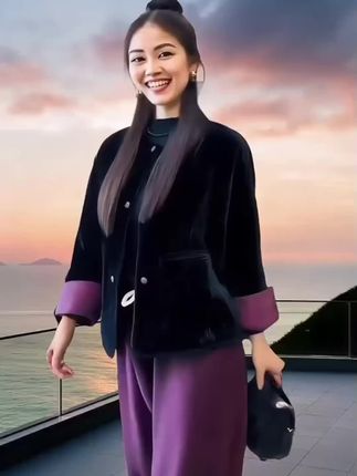 #早秋冷冽又随性的气质穿搭 时尚复古套装女2025秋冬新款高级感新中式国风长袖外套裤子两件套