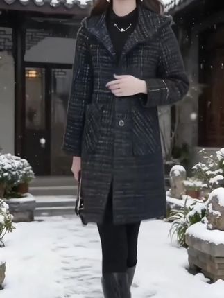 毛呢大衣秋冬气质减龄棉服外套女新款洋气休闲连帽风衣#秋冬穿搭 #秋冬新款 #秋冬外套