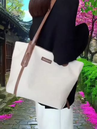 休闲大容量包包女包2025春夏新款百搭帆布包通勤单肩包简约托特包#包包推荐 #大容量 #美观又实用