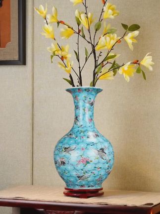 #家居摆件 景德镇手工大号蓝地飞鹤陶瓷花瓶新中式家居装饰摆件高档贺寿礼品#摆件#陶瓷花瓶摆件#陶瓷花瓶#送礼佳品