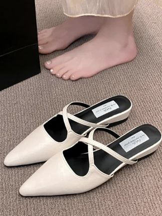 尖头包头半拖鞋女款夏季外穿高跟凉鞋#包头半拖鞋 #高跟凉鞋