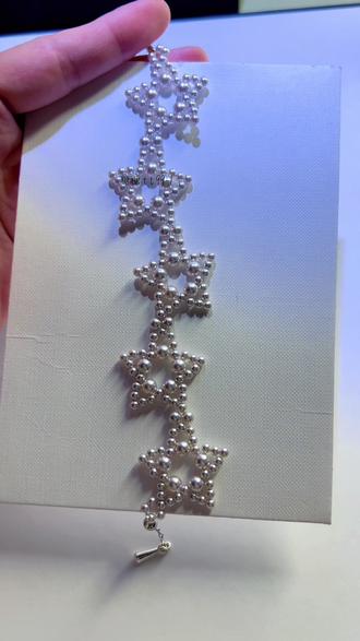 圣诞星链 珍珠圣诞星星🌟新手友好紫妹们都来试试吧#手工diy #圣诞饰品 #原创手工 #手作饰品 #取悦