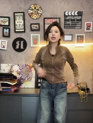 拼接立领拉链外套2025秋冬新款柔软亲肤修身显瘦立领开衫显瘦上衣