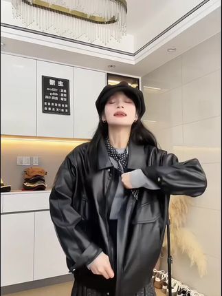 气质高级感黑色皮衣外套女春秋季2025新款今年流行时尚机车服上衣#上衣 #外套 #皮衣外套 #显瘦外套 #百搭上衣