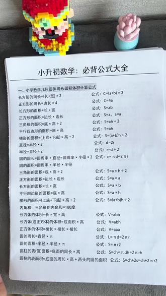 六年级下册数学小升初数学必背公式大全#六年级下册数学 #小升初数学 #必背公式大全 #电子版资料分享 @抖音小助手 @DOU+小助手