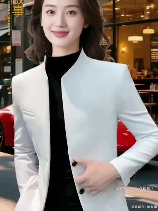 #减龄显瘦穿搭 #穿出自己的风格 #男装高级搭配 #男生秋日有效穿搭 #男人就要穿西装 新中式立领西装外套男款痞帅高级感男装中山装华夫格男士休闲西服