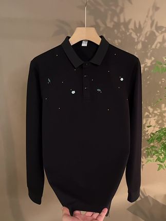 帅气时尚满天星辰刺绣polo#谁穿谁好看系列 #品质男装 #秋季穿搭