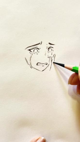 伤心的表情怎么画 #动漫手绘 #鬼灭之刃 #灵魂画手 #原创视频 #绘画教程