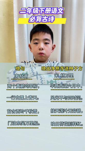 二年级下册语文必背古诗
#二年级下册语文#古诗#小学生学习 #小学学习