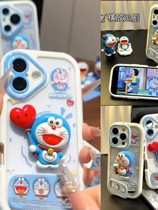 奶茶叮当猫支架适用苹果16手机壳iPhone15华为70vivo小米14oppo套#也太可爱了吧 #好看的手机壳 #@DOU+上热门 @抖音创作小助手 @抖音能量站