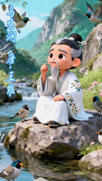 人闲桂花落,夜静春山空🌙 王维笔下的春天夜晚太美了!#鸟鸣涧 #王维 #唐诗 #古诗启蒙