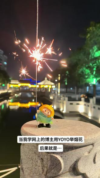 我再也不用YOYO举烟花了 #YOYO #YOYO又开心了 #盲盒 #烟花 #抽象