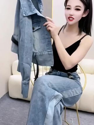 #创作灵感   2025牛仔套装女春季时尚新款宽松大码韩版减龄显瘦气质洋气两件套#时尚穿搭#穿出自己的风格#谁穿谁好看#一套好的衣服可以让你不动声色的美