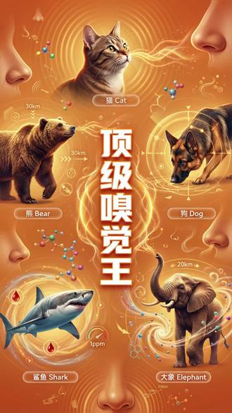 动物界的五种顶级嗅觉王 #动物科普 #动物百科 #有趣的动物 #探索动物世界