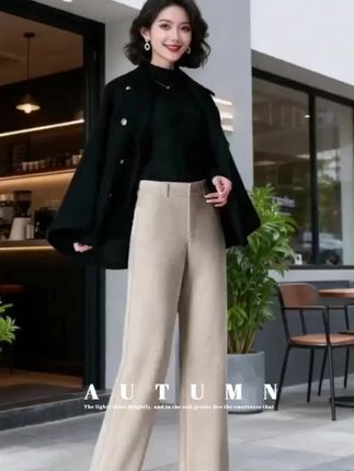 秋冬本命裤!羊毛呢窄版阔腿裤也太懂梨形了吧  #高级感穿搭 #优雅气质 #冬日穿搭测评#每天穿搭不重样#早秋黑白灰穿搭测评@DOU+上热门 @抖音创作小助手