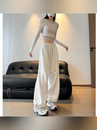 动感少女宽松运动裤女秋冬新款加绒加厚美式香蕉裤高腰垂感阔腿裤#阔腿裤女 #阔腿裤 #秋冬新款 #秋冬穿搭 #秋季搭配