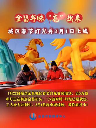 金昌年味“亮”出来,城区春节灯光秀2月1日上线
记者 : 柯玉栋