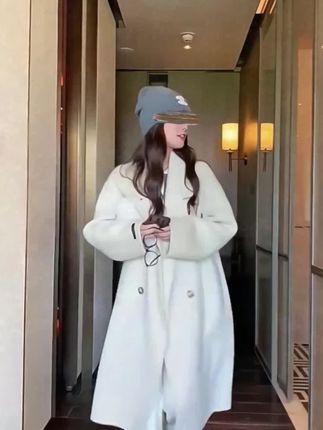 燕麦色双面毛呢大衣2025秋冬新款韩版宽松中长款爆款呢外套女@巨量千川