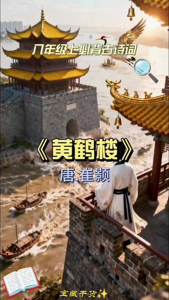 第38集 初中八年级上必背古诗词《黄鹤楼》,唐/崔颢,古诗词配画经典赏析!#古诗词 #古诗 #中华好诗词 #八年级语文 #中华文化