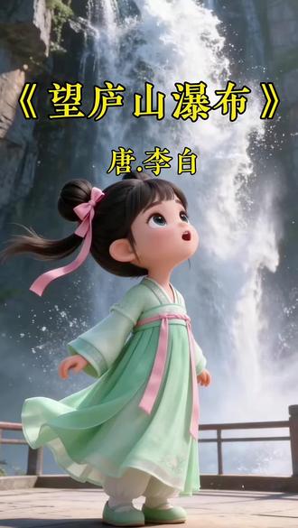 #古诗词 #唐诗 #古诗 #启蒙教育 #语文
《望庐山瀑布》(唐·李白)
日照香炉生紫烟,遥看瀑布挂前川。
飞流直下三千尺,疑是银河落九天。
香炉:庐山香炉峰,形似香炉,水雾映日如紫烟
• 挂前川:瀑布如白练悬挂于山前河谷
• 三千尺:夸张写瀑布之高,非实指