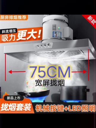 #新款双档简易抽油烟机带照明换气扇出租房厨房排风扇易清洗抽风机