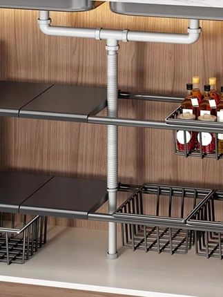 #锅架 #橱柜锅架 #储物架 #厨房置物架 #分层收纳架 优勤可伸缩厨房下水槽置物架家用多功能橱柜锅架分层收纳架储物架