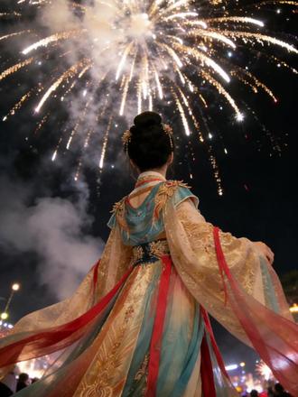 当我把喜欢的汉服和自拍照发给豆包,我会得到……#豆包ai #汉服 #烟花拍照 #烟花拍照姿势 #豆包