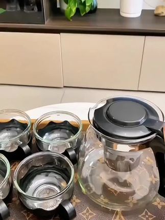 9.9包邮/5件套茶具一壶四杯透明家用耐热带盖水具套装功夫泡茶壶 #泡茶茶具套装  #茶具套装便携  #好物推荐🔥 #居家好物