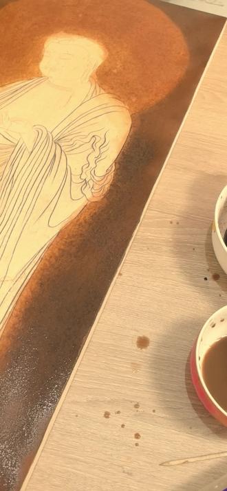 岩彩壁画宋阿弥陀佛接引图复刻绘画过程3,底色第5遍。#岩彩壁画 #阿弥陀佛 #绘画过程 #修行