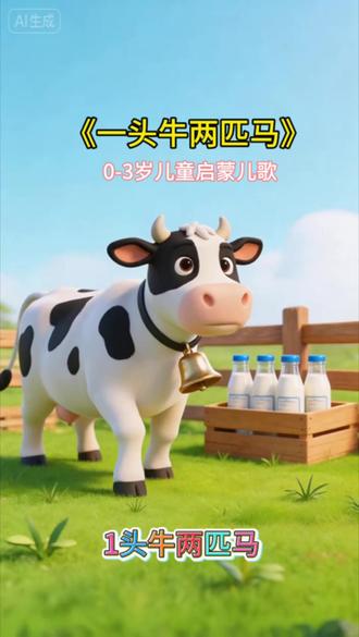 量词歌《一头牛两匹马》我家小孩这首歌可以一直循环一直循环的听 #儿童启蒙教育方法 #儿歌100首最火 #认识数字1到10