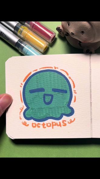 挑战100天成为画画博主 第四天 今天画粉丝投稿的小章鱼 把你想画的留在评论区吧 下一个就画你的#丙烯马克笔 #搞笑 #画画 #画画的baby #画画其实很简单