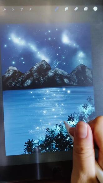 🔷星空之海#procreate绘画 #艺术在抖音 #跟着抖音学画画 #治愈系美食 #绘画教程 @DOU+小助手