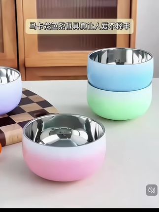 #变色马卡龙 渐变色不锈钢#碗家用饭碗 食品级防烫碗具个人专用碗筷高颜值餐具#不锈钢碗 #好物推荐🔥