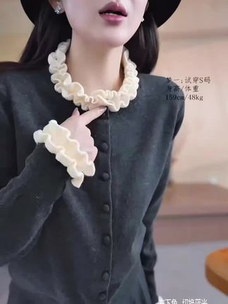 2025早秋新款气木耳领针织衫秋季打底衫休闲风毛针织上衣女H8-52#简约大气 #谁穿谁好看#抖音小助手dou上热门 #谁穿谁好看