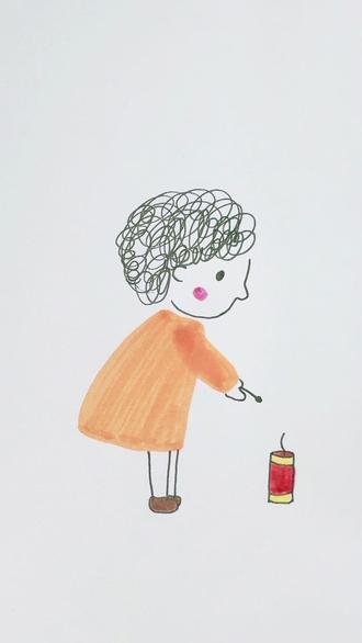 一团线画放烟花小男孩,简单有趣#简笔画 #一起学画画 #儿童简笔画 #创意美术 #绘画教程