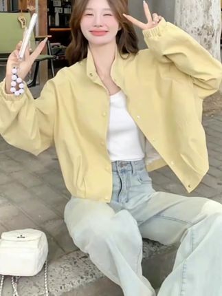 超好看奶黄色短款外套女2025早秋新款韩系慵懒风休闲时尚洋气夹克#简约穿搭 #春秋穿搭 #慵懒风穿搭 #女装穿搭 #小个子穿搭 @巨量千川 @抖加🔥上热门🔥dou+🔥热点宝