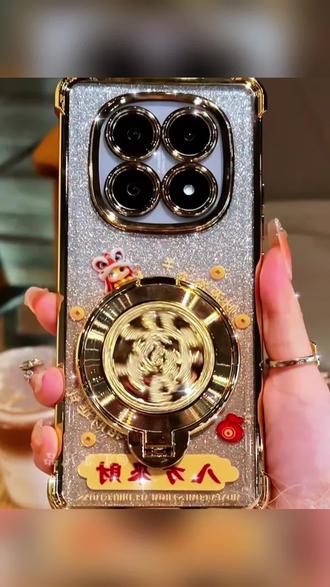金色细闪电镀防摔适用【红米】NOTE15/15PRO/14旋转支架手机壳 #红米手机壳 #防摔手机壳 #爆款手机壳 #网红手机壳 #数码科技