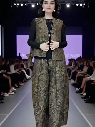 无袖小坎肩背心马甲两件套春季新款百搭开衫外套时尚国风马夹套装 #马甲两件套 #高级感穿搭 #新中式穿搭 #秀出新国风 #时髦洋气马甲推荐